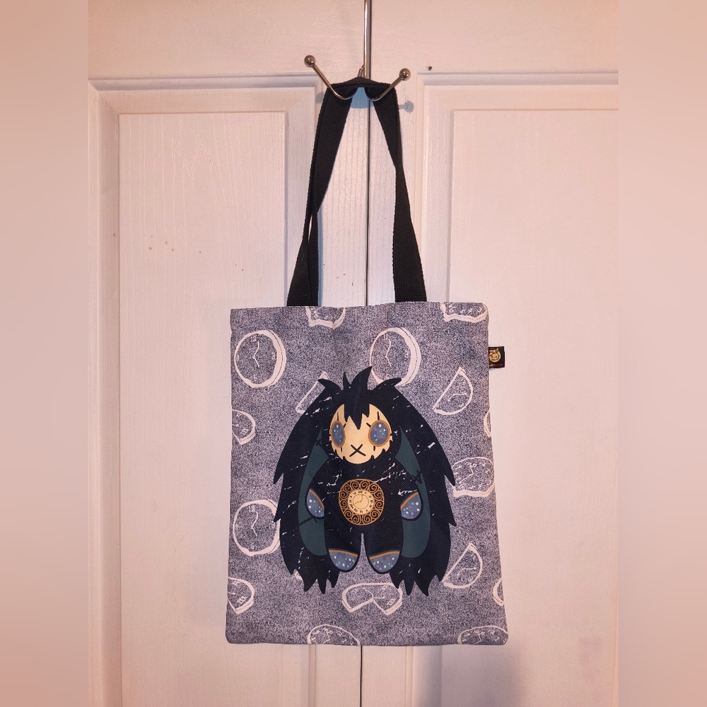 Plush Monster Graphic Tote Bag in Navy and Teal